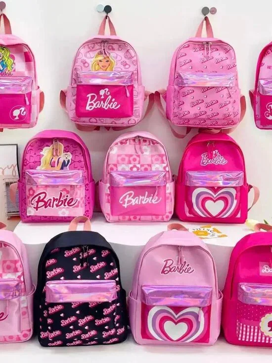 Pink Barbie Backpack Collection Display – Stylish School Bag Set