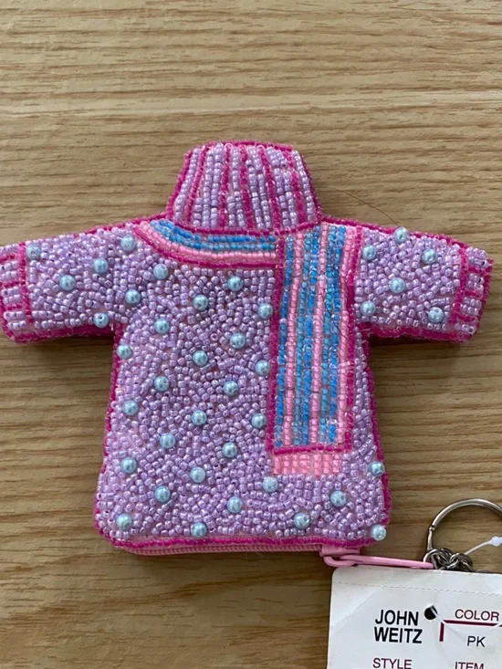 JOHN WEITZ BEADED Sweater with scarf  Keychain NWT