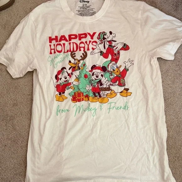 Disney White Holiday 'Happy Holidays' Mickey & Friends Graphic Tee