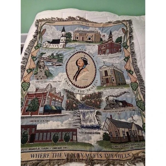 2000 Nunda New York Historical Site Tapestry Throw Blanket 46