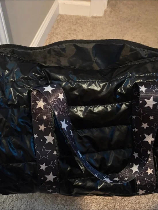Top Trenz mini Black Quilted duffle Bag with Star Strap