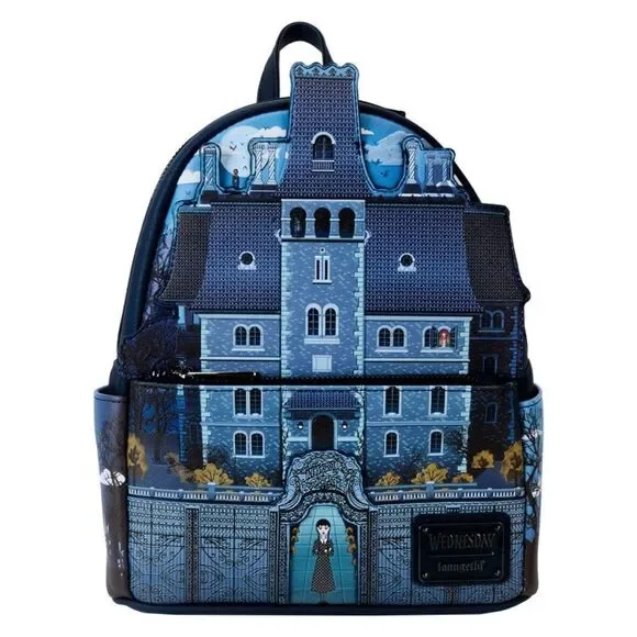 Loungefly Wednesday Nevermore Academy Castle Glow Mini Backpack NWT