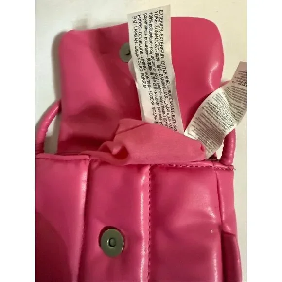 Zara Girls Going Out Vegan Leather Quilted Puffer Sling Bag Pink Small