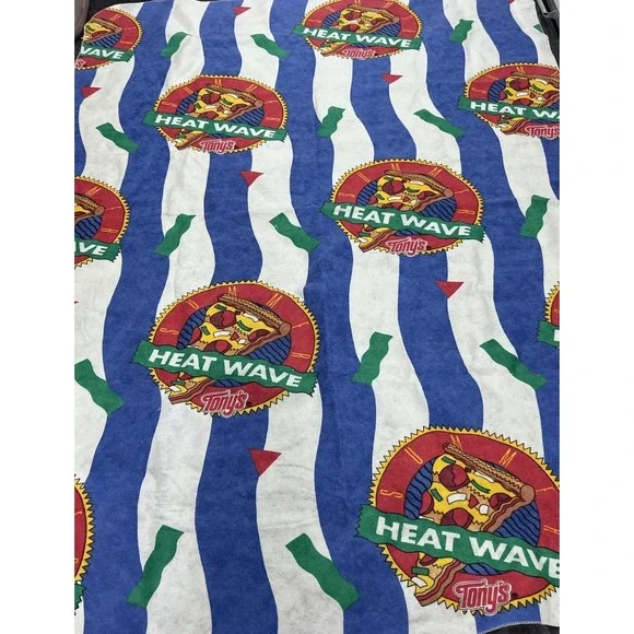VINTAGE TONY'S PIZZA SUMMER HEAT WAVE PROMOTIONAL BLANKET MADE IN USA 84