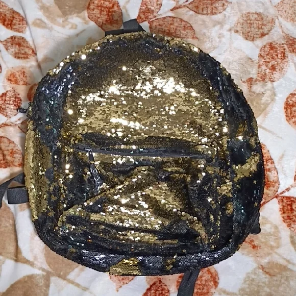 Gold and Black‎ Sequin Backpack