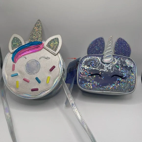 NWT Unicorn Donut iridescent crossbody‎ purse, and sparkle crossbody cat & jack