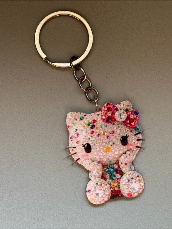 Sparkling Hello Kitty Character Keychain - Multicolor Kids Bag Charm