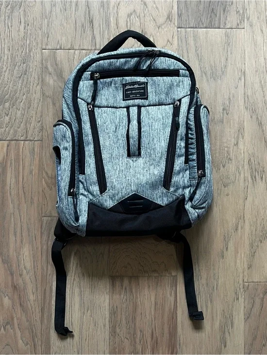 Eddie Bauer Heather Gray & Black Adventure Diaper Backpack