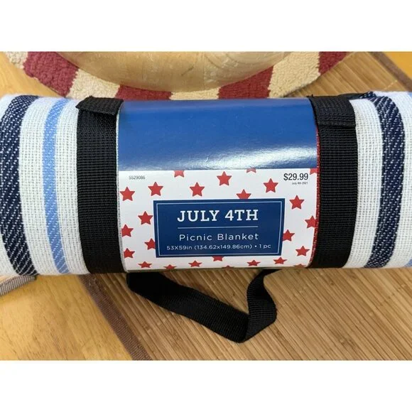 Picnic Blanket Compact Travel July 4th New In Original Packing USA