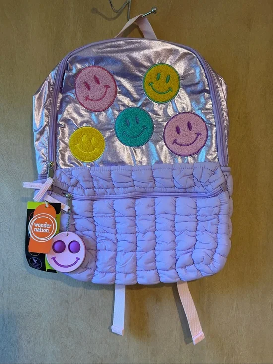 wonder nation Lilac Quilted Backpack with Colorful Smiley Patches DO NOT BUY