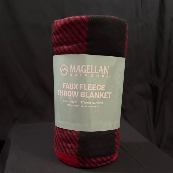 Magellan Outdoors Plaid Faux Fleece Blanket - Red and Black