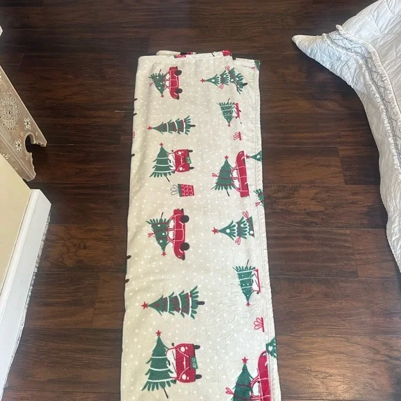Festive Holiday Blanket with Red and Green Design
