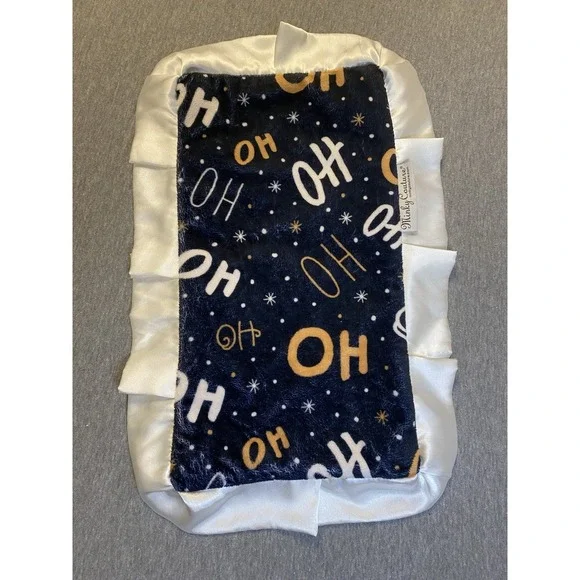 Minky Couture Mini Baby Blanket Dark Blue Christmas Ho Ho & Snowflakes