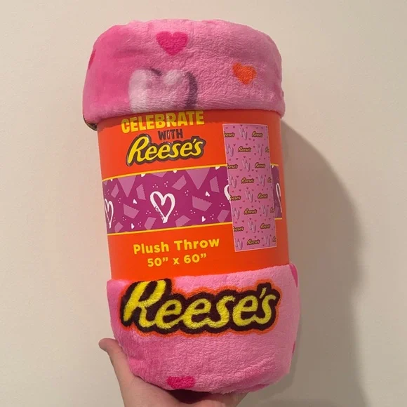 Reese's Pink Plush Throw Blanket