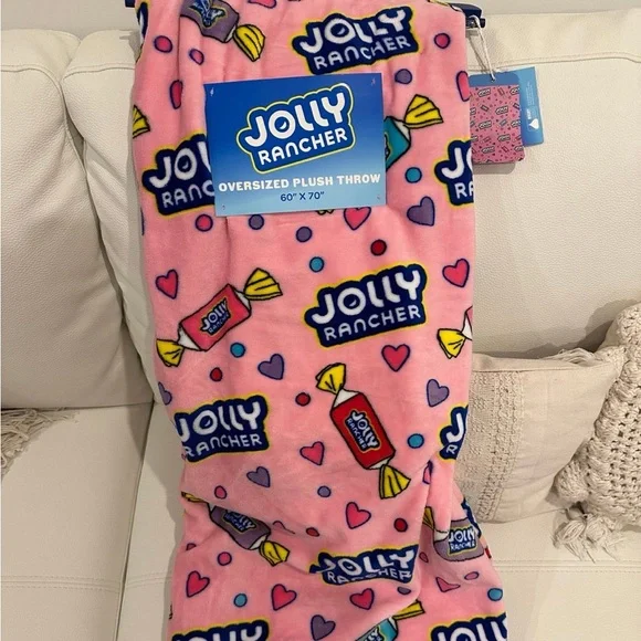 Jolly Rancher Valentine’s Plush Throw Blanket – Pink Candy Pattern – 60