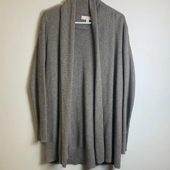 LOFT Gray Textured Knit Sweater