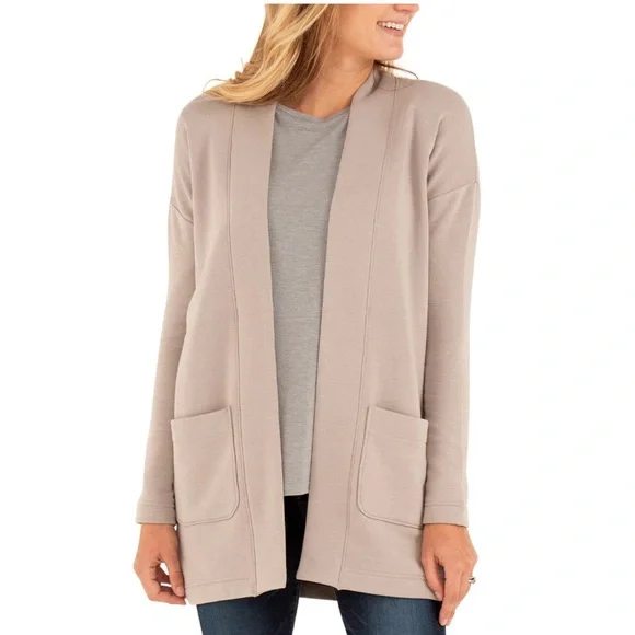 Free Fly Apparel Bamboo Thermal Fleece Cardigan Light Blue Women's Medium