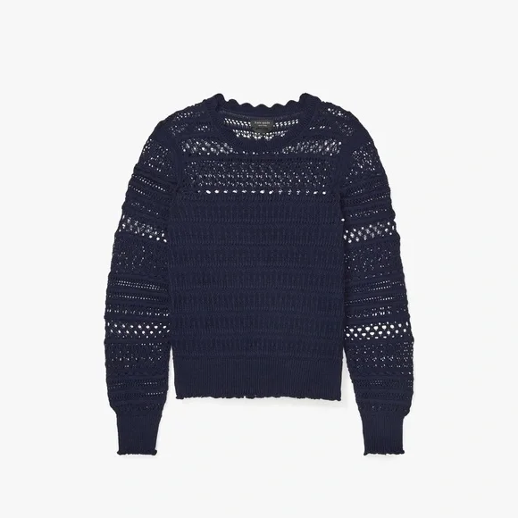 Kate Spade Sweater Women’s Medium Scallop Lace Sweater Navy Blue