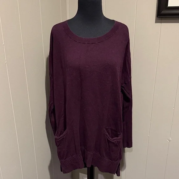 Victoria's Secret Casual Purple Crew Neck Cashmere Sweater with Pockets