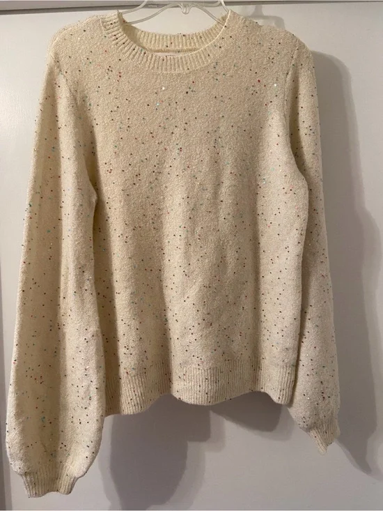 Cozy Cream Speckled Crewneck Sweater