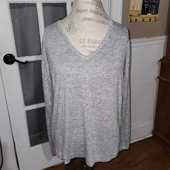 Rag & Bone/ Jean Womens Heathered Gray V Neck‎ Sweater Medium