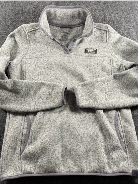 L.L. Bean Light Heather Gray Quarter-Snap Fleece Pullover