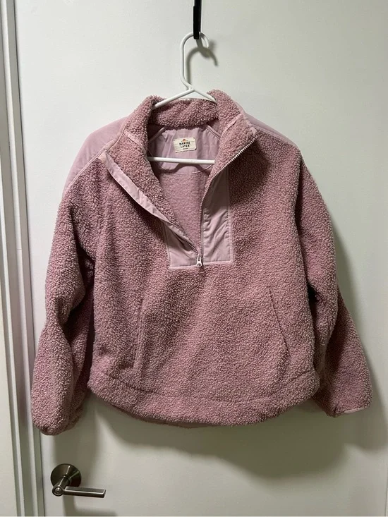 Marine Layer Sherpa Fleece Pullover in Pink Size Medium