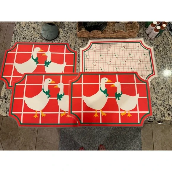 Vintage Bear Neuman Goose Christmas Placemats BRAND NEW