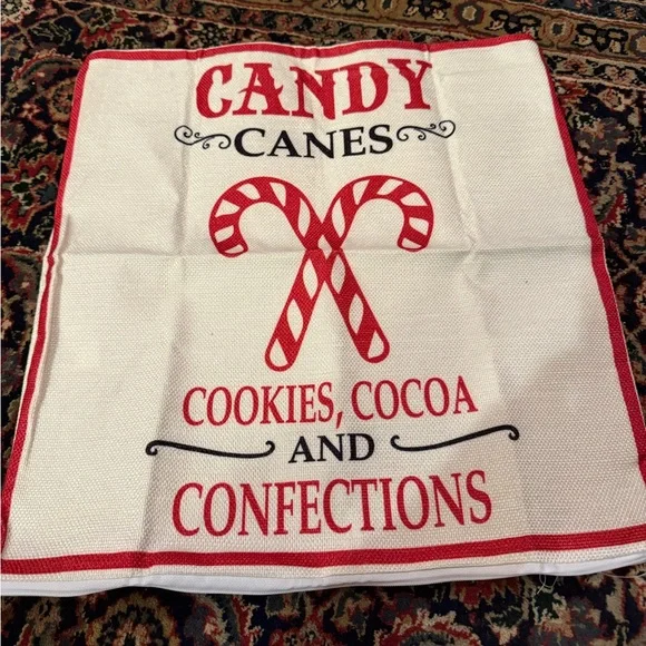 Candy Canes Cookies Cocoa And Connections Sack Pillow Case.  15.5”x16”