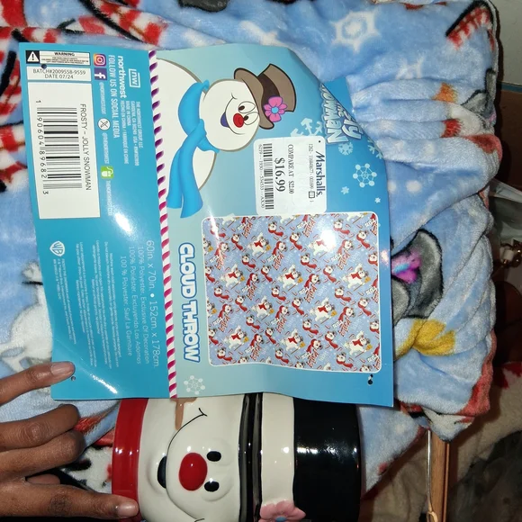 Snowman Cloud Throw Blanket And Matching Mug