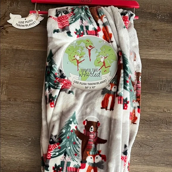 Joy to the World Holiday Plush Throw Blanket