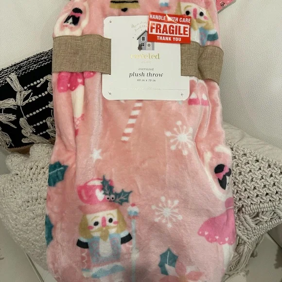 Cozy Pink Nutcracker Ballerina Oversized Plush Throw Blanket