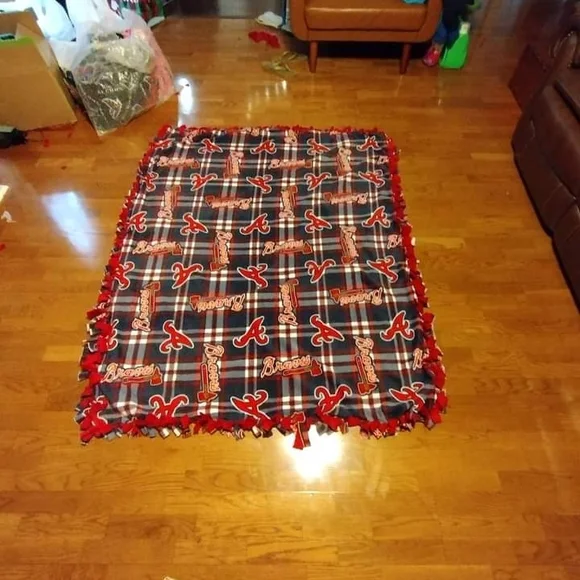 Plaid Holiday Blanket with Red Accents