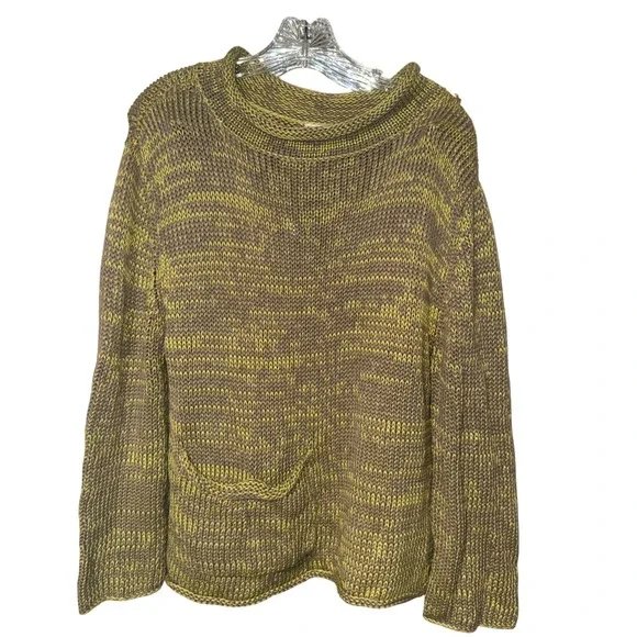 Caravan Vintage Pullover Womens M/L Green Brown Cotton Sweater