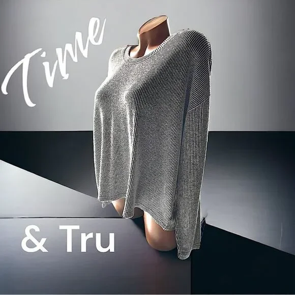 Time & Tru Sweater l Black & White l Scoop neck l XXL l EUC