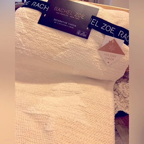 NEW Rachel Zoe Monochrome Christmas Trees Throw Blanket NWOT