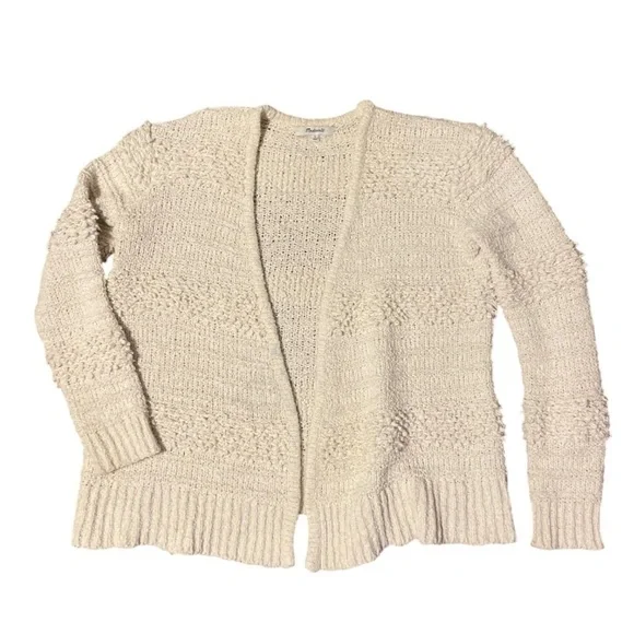 Madewell Chunky Knit Sweater Cardigan S Boho Neutral Cream Textured Cozy Cotton