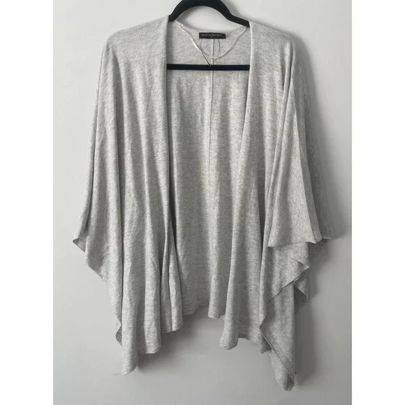 NWOT Banana Republic Womens One Size Grey Open Shawl Sweater Wrap Shark Bite Hem