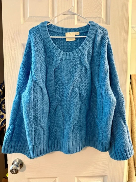 Maeve Blue Cable-Knit Women's Sweater Size Large