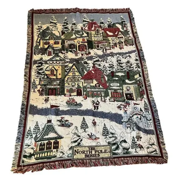 VTG Dept 56 NORTH POLE Series Goodwin Weavers Blanket Throw Afghan Department 56