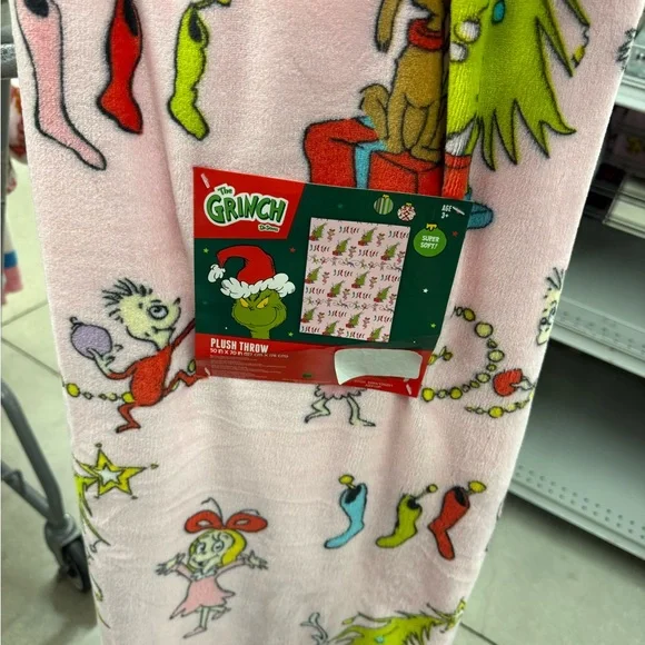 The Grinch Pink Christmas Plush Throw Blanket