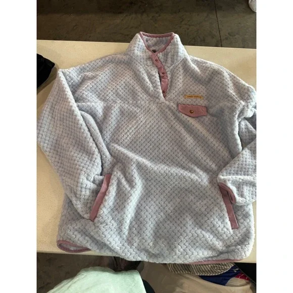 Simply Southern Women XL Sherpa Pullover Blue Mauve Pink Quarter Snap Fleece