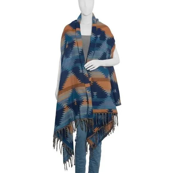 Kimono with Fringes Santa Fe Style Collar …