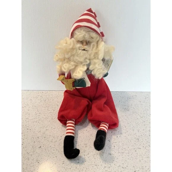 Vintage Shelf Sitter SANTA CLAUS Bendable Figure Christmas Decor 12