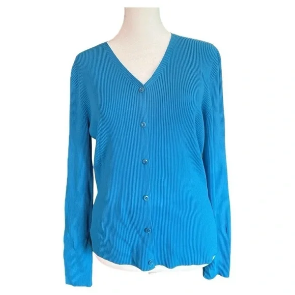 Venini Women’a Aqua Blue Six Button Cardigan Size Medium