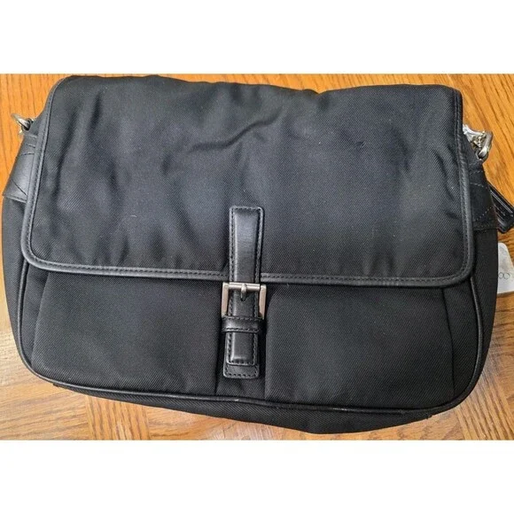 Coach VTG 2001 Mercer Black Twill Purse Leather Trim Crossbody Bag Unisex 7435 B