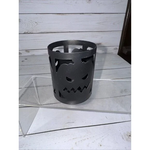 Halloween Jack-O-Lantern Black Metal‎ Candle Holder Pumpkin Cutout 4