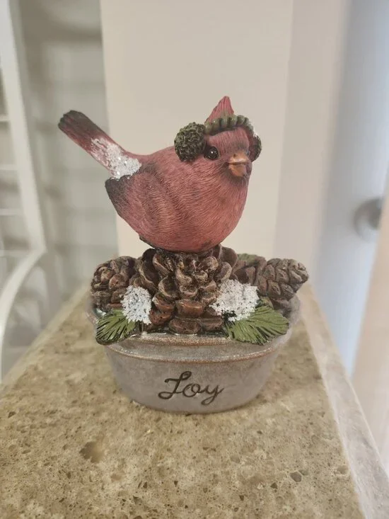 Winter Rustic Bird Cardinal Figurine Winter JOY