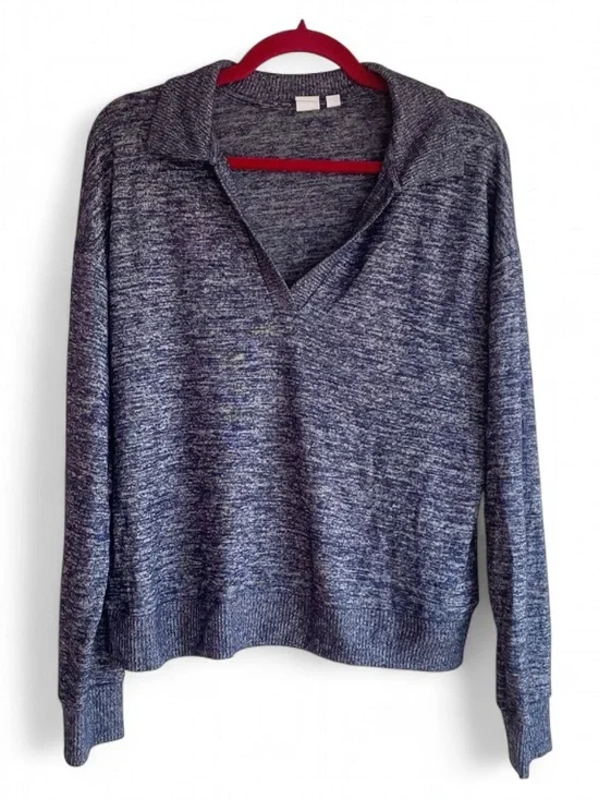 GAP Women's Navy Blue Johnny Collar V Neck Sweater Size M