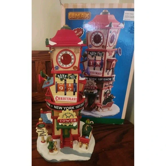 Lemax 2017 Holiday Village Countdown Clock Tower Christmas #73333 W/ Box‎